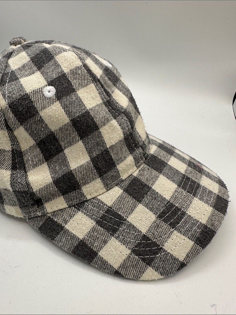 Cocus Pocus gray and cream Buffalo check adjustable baseball cap